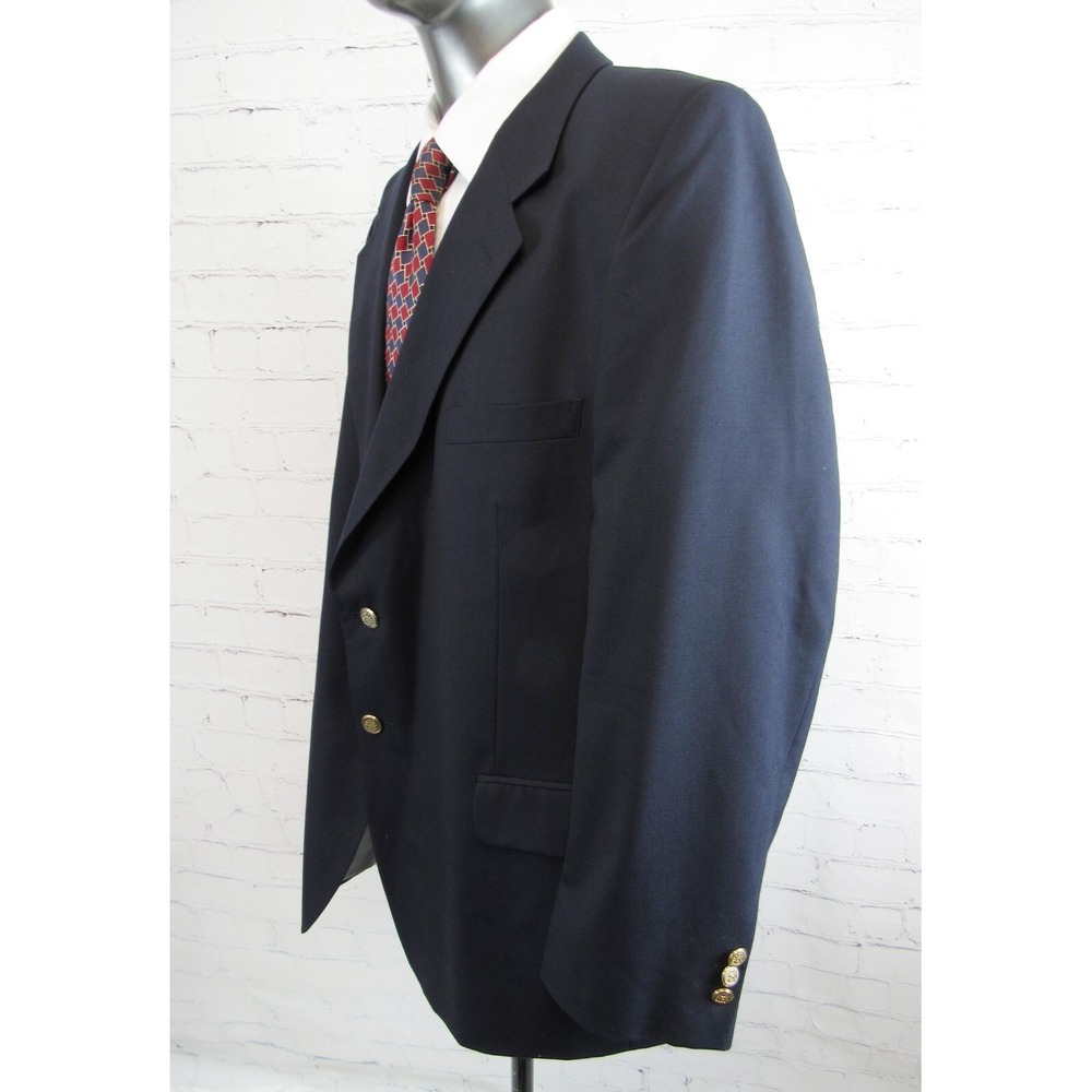 Men's Dario di Napoli Navy Wool 2-Button Blazer Gold Buttons Unvented Size 50R
